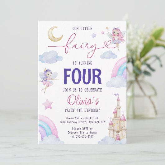 Unser kleines, magisches Party Fairytale Rainbow Einladung (Stehend Vorderseite)