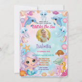 unser kleines Meerjungfrau 1. Foto Sommergeburtsta Einladung (Vorderseite)