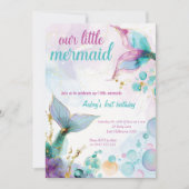 Unser kleines Meerjungfraumeer 1. Geburtstag Einladung (Vorderseite)