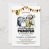 Unser kleines Monster 1. Geburtstag Party Einladung (Vorderseite)