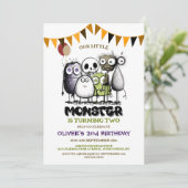 Unser kleines Monster 2. Geburtstag Party Einladung (Stehend Vorderseite)