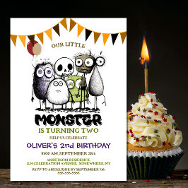 Unser kleines Monster 2. Geburtstag Party Einladung