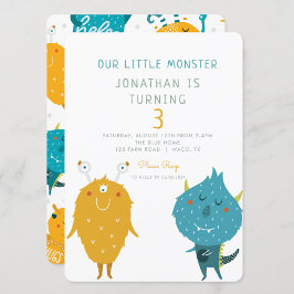 Unser kleines Monster bunt Geburtstag Einladung