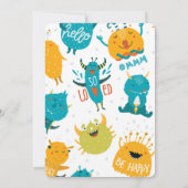 Unser kleines Monster bunt Geburtstag Einladung (Rückseite)