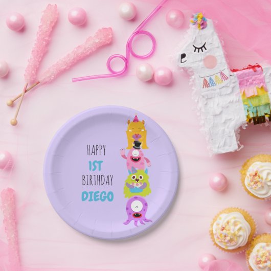 Unser kleines Monster dreht ein Einladungspapier Pappteller (Party)