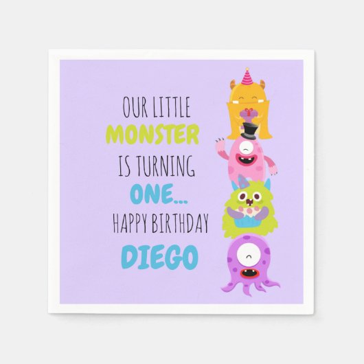 Unser kleines Monster dreht einen Napkins Serviette (Vorderseite)