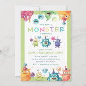 Unser kleines Monster | Drei farbige Monster Einladung (Vorderseite)