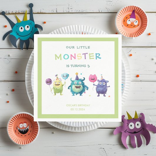 Unser kleines Monster | Drei farbige Monster Serviette