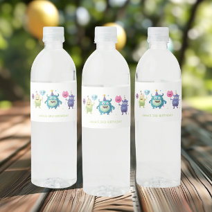 Unser kleines Monster Drei farbige Monster Wasserflaschenetikett