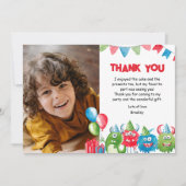 Unser kleines Monster | Foto Birthday Party Dankeskarte (Vorderseite)