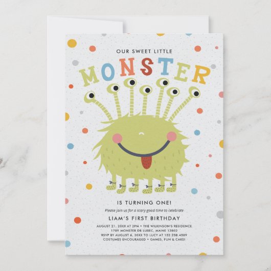 Unser kleines Monster Geburtstag Einladung (Vorderseite)