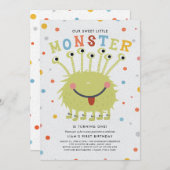 Unser kleines Monster Geburtstag Einladung (Vorne/Hinten)