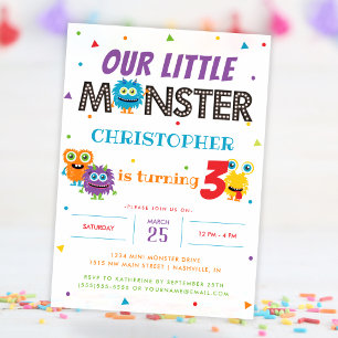 Unser kleines Monster Niedlich Kindergeburtstag Pa Einladung