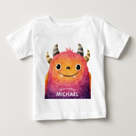 Unser kleines Monster Niedliche Aquarellkunst Baby T-shirt (Vorderseite)