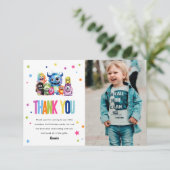 Unser kleines Monster zum Geburtstag Dankeskarte (Stehend Vorderseite)