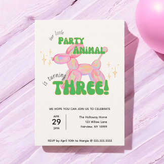 Unser kleines Party Ballon Tier 3. Geburtstag Einladung