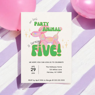 Unser kleines Party Ballon Tier 5. Geburtstag Einladung