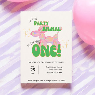 Unser kleines Party Balloon Tier 1. Geburtstag Einladung