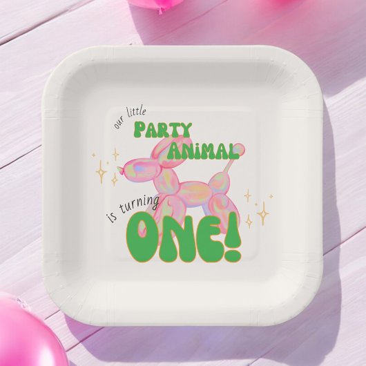 Unser kleines Party Balloon Tier 1. Geburtstag Pappteller
