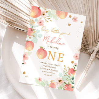 Unser kleines Peach Girl Sweet 1. Geburtstag Einladung