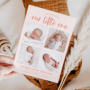 Unser kleines Peach Multi Foto Birth Ankündigung