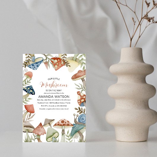 Unser kleines Pilz ist unterwegs! Baby Shower Inv Einladung