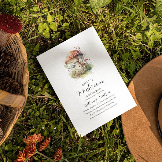 Unser kleines Pilz ist unterwegs! Babyparty Einladung