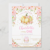 Unser kleines Pumpkin 1. Geburtstagsmädchen Einladung (Vorderseite)