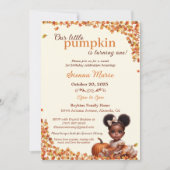 Unser kleines Pumpkin Afro Puff Baby Girl Geburtst Einladung (Vorderseite)