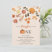 Unser kleines Pumpkin Fall Baby 1. Geburtstag Einladung (Stehend Vorderseite)