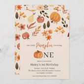 Unser kleines Pumpkin Fall Baby 1. Geburtstag Einladung (Vorne/Hinten)