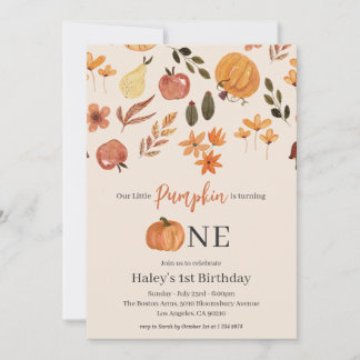 Unser kleines Pumpkin Fall Baby 1. Geburtstag Einladung