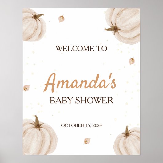 Unser kleines Pumpkin Fall Baby Dusche Begrüßungsz Poster (Vorne)