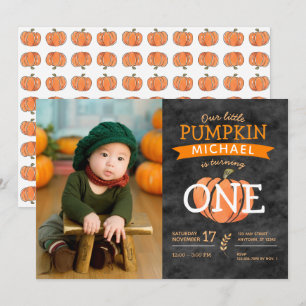 Unser kleines Pumpkin Fall Geburtstags-Foto Einladung