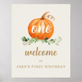Unser kleines Pumpkin FirsBirthday Gefallen Begrüß Poster (Vorne)