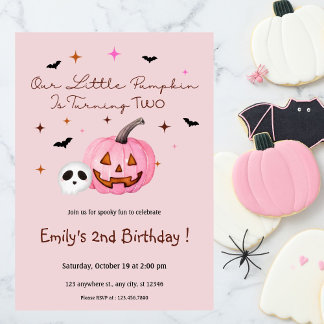 Unser kleines Pumpkin Halloween Geburtstagspink Einladung