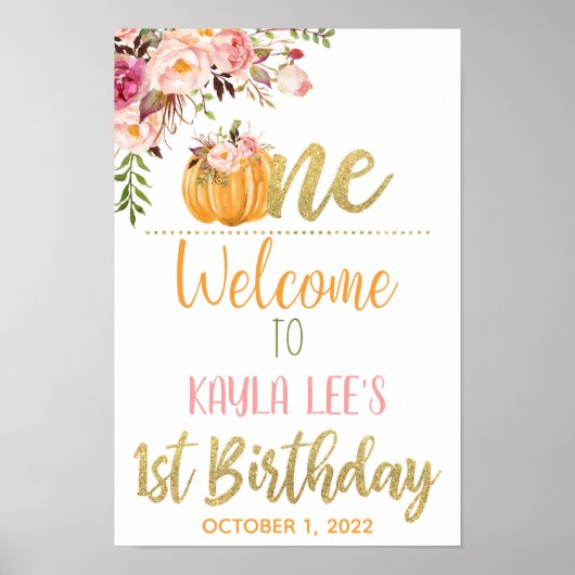 Unser kleines Pumplin Begrüßungszeichen - Mädchen Poster (Vorne)