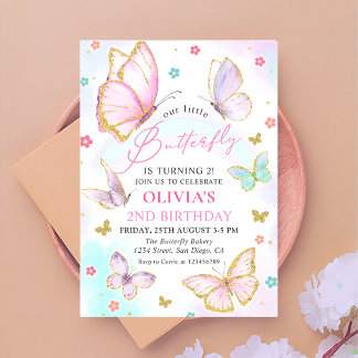 Unser kleines Schmetterling-Pastel-Rainbow-Mädchen Einladung