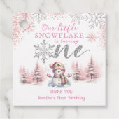 Unser kleines Schneeflocken Girl Pink Silver 1. Ge Geschenkanhänger (Vorderseite)