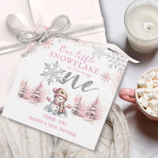 Unser kleines Schneeflocken Girl Pink Silver 1. Ge Geschenkanhänger