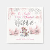 Unser kleines Schneeflocken Girl Pink Silver 1. Ge Serviette (Vorderseite)