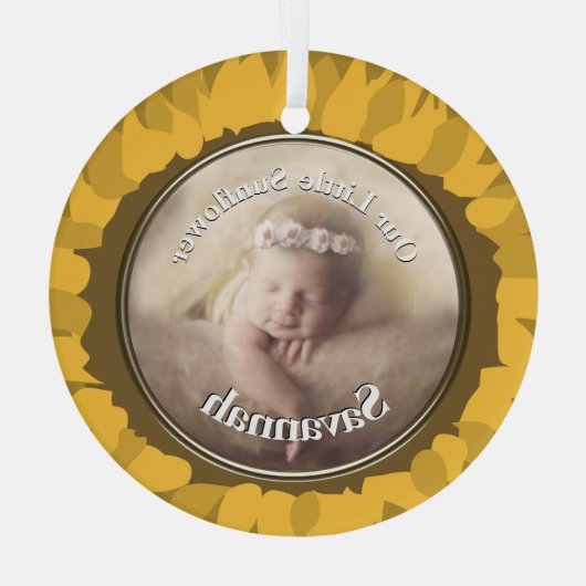 Unser kleines Sonnenblumen Foto Ornament (Rückseite)