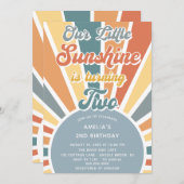 Unser kleines Sonnenlicht 2. Geburtstag Rainbow-Pa Einladung (Vorne/Hinten)
