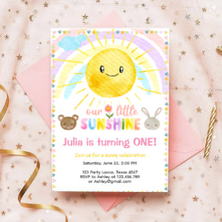 Unser kleines Sonnenlicht Niedliches Mädchen Pink Einladung