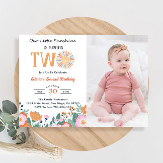 Unser kleines Sonnenschein 2. Geburtstag Boho Flor Einladung