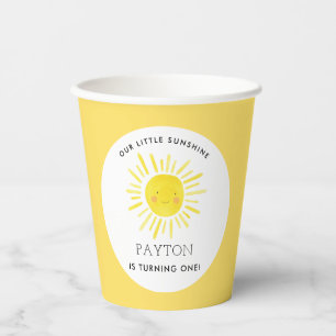 Unser kleines Sonnenschein-Party-Mädchen 1. Geburt Pappbecher