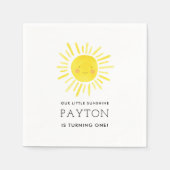 Unser kleines Sonnenschein-Party-Mädchen 1. Geburt Serviette (Vorderseite)