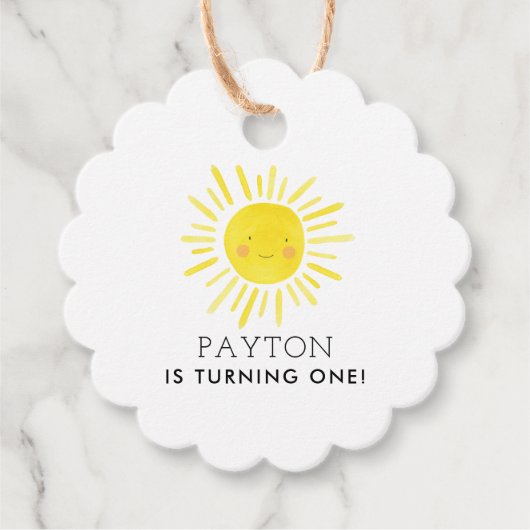 Unser kleines Sonnenschein-Party zum ersten Geburt Geschenkanhänger (Vorderseite)