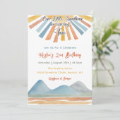 Unser kleines Sonnenschein-Regenbogen 2. Geburtsta Einladung (Stehend Vorderseite)