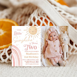 Unser kleines Sonnenschein-Regenbogen 2. Geburtsta Einladung